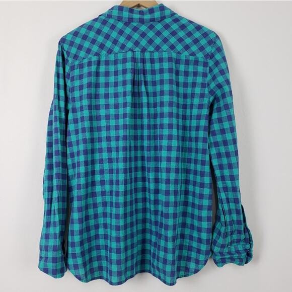 J. Crew 6 Gingham Popover Caribbean Blue - Picture 4 of 5